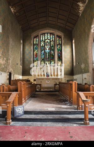 Das Innere der verlassenen Trinity Anglican Memorial Church in Montreal, Provinz Quebec, Kanada Stockfoto