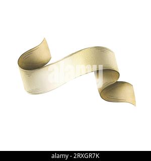 Beigefarbenes Papierband. Handgezeichnete Aquarellzeichnung. Isoliertes Objekt auf weißem Hintergrund. Stockfoto