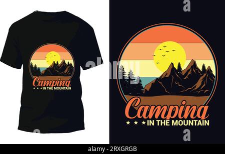 Camping in the Mountain T-Shirt Design Vektor Stock Vektor