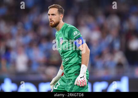 Rom, Italien. September 2023. Jan Oblak von Atletico de Madrid blickt auf das Spiel der UEFA Champions League Gruppe E zwischen SS Lazio und Atletico de Madrid im Stadio Olimpico Roma am 19. September 2023 in Rom, Italien. Quelle: Giuseppe Maffia/Alamy Live News Stockfoto