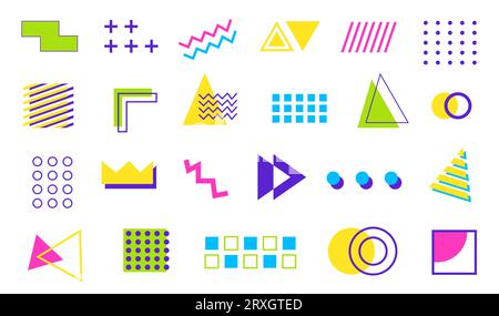 Trendiges Set mit geometrischen Vektorformen der 80er Jahre und 1990er Jahre Stock Vektor