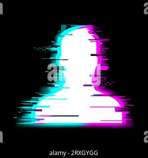 Menschlicher Männerkopf mit Glitzergesicht. Symbol für anonymen Vektor. Inkognito-Zeichen. Datenschutzkonzept. Avatar des Gamerprofils. Stock Vektor