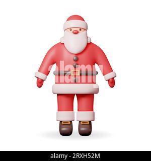 3D-Charakter des Weihnachtsmanns in roter Kleidung Stock Vektor