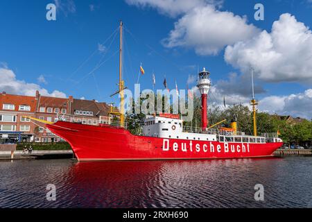 Stillgelegtes Lichtschiff „Amrumbank“ im Emdener Hafen Stockfoto