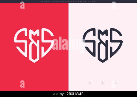 Erste SS-Buchstaben mit rotem Herz und Love-Logo mit flachem Monogramm Stock Vektor