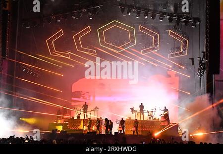 Las Vegas, USA. September 2023 25. ODESZA spielt während des 3. Tages des Lebens ist wunderschön 2023 am 24. September 2023 in Las Vegas, Nevada. Foto: Casey Flanigan/imageSPACE Credit: Imagespace/Alamy Live News Stockfoto