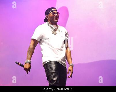 Las Vegas, USA. September 2023. Nelly spielt am 24. September 2023 in Las Vegas, Nevada, während Day 3 of the Life Is Beautiful 2023. Foto: Casey Flanigan/imageSPACE Credit: Imagespace/Alamy Live News Stockfoto