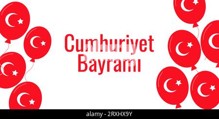 Tag der Republik türkei 29. Oktober Nationalfeiertag. Rote Kugeln mit dem Symbol. 29 Ekim Cumhuriyet Bayrami. Konzepturlaub. Bannervorlage, Poster, Webdesign. Vektor-Illustration... Stock Vektor