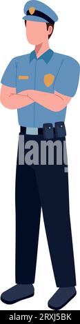 Die Polizei steht mit gefalteten Armen Stock Vektor