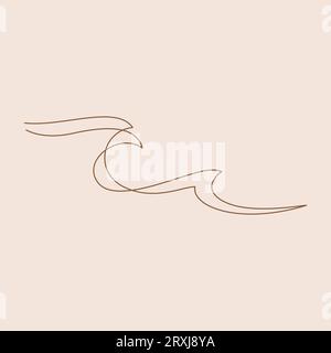Sea Wave Line Art Swirl wellig kontinuierliche Zeichnung Vektor Illustration Minimalismus Stil Stock Vektor
