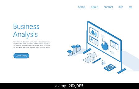 Landing-Page-Vorlage Business Analysis Concept Illustration. Isometrischer Vektor. Stock Vektor