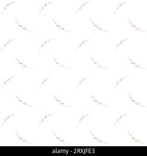 Nahtloses Aquarellmuster aus Weidenzweig in einem Eimer. Ostern elegantes Muster zum Bedrucken von Textilien, Tischdecken, Bettüberwürfen, Servietten. Glücklich Stockfoto