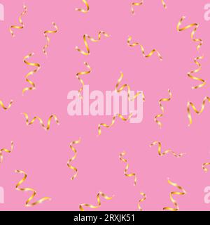 Textur, nahtloses Muster aus schönen verschiedenen festlichen Gelbgold Luxus elegantes Geschenk wellige lebendige, gesegnete lose Linienbänder für das neue Jahr, c Stock Vektor