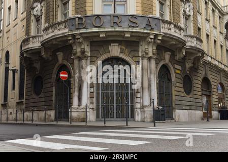 Trieste Börse am frühen Morgen, Triest, Italien Stockfoto