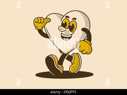 Maskottchenfigur mit fröhlichem Ausdruck im Vintage- oder Retro-Stil Stock Vektor
