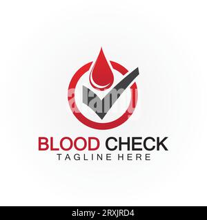 Vektor-Designvorlage für Logo-Symbol mit Bluttropfenprüfung Stock Vektor