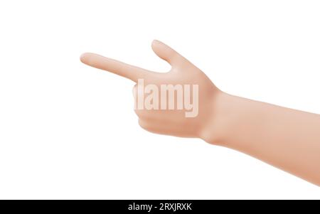 Handgeste isoliert auf weißem Hintergrund, 3D-Rendering. Digitale Zeichnung. Stockfoto