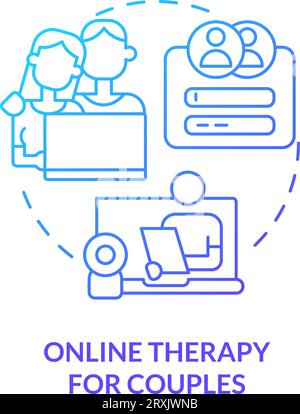 2D-Online-Therapie für Paare lineares Icon-Konzept Stock Vektor
