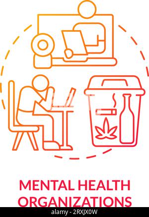 2D psychische Gesundheit Organisationen lineares Icon-Konzept Stock Vektor