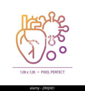 2D einfaches dünnes Linien-Gradientenherz mit Virussymbol Stock Vektor