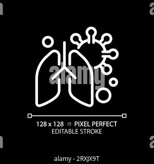 2D anpassbare dünne Linie weiße Lunge mit Virus-Symbol Stock Vektor