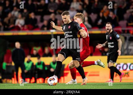 Farum, Dänemark. September 2023 25. Jonas Gemmer (6) von Hvidovre, WENN er während des 3F Superliga-Spiels zwischen FC Nordsjaelland und Hvidovre gesehen WIRD, WENN er rechts zum Dream Park in Farum ist. (Foto: Gonzales Photo/Alamy Live News Stockfoto
