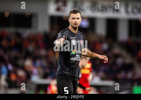 Farum, Dänemark. September 2023 25. Matti Boge (5) von Hvidovre, WENN er während des 3F Superliga-Spiels zwischen FC Nordsjaelland und Hvidovre gesehen WIRD, WENN er rechts zum Dream Park in Farum ist. (Foto: Gonzales Photo/Alamy Live News Stockfoto