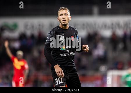Farum, Dänemark. September 2023 25. Magnus Fredslund (30) von Hvidovre, WENN er während des 3F Superliga-Spiels zwischen FC Nordsjaelland und Hvidovre gesehen WIRD, WENN er rechts zum Dream Park in Farum ist. (Foto: Gonzales Photo/Alamy Live News Stockfoto