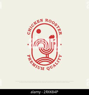 Outline Chicken Rooster Restaurant Logo Design Inspiration, Vintage Chicken Icon Vektor Illustration Stock Vektor