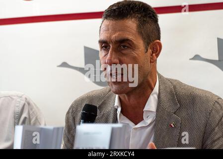 Rom, Italien. September 2023. Der italienische Armeegeneral Roberto Vannacci während der Präsentation der zweiten Ausgabe seines umstrittenen Buches „Il mondo al contrario“. (Foto: Vincenzo Nuzzolese/NurPhoto) Credit: NurPhoto SRL/Alamy Live News Stockfoto