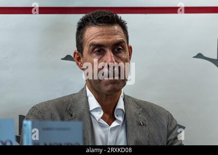 Rom, Italien. September 2023. Der italienische Armeegeneral Roberto Vannacci während der Präsentation der zweiten Ausgabe seines umstrittenen Buches „Il mondo al contrario“. (Foto: Vincenzo Nuzzolese/NurPhoto) Credit: NurPhoto SRL/Alamy Live News Stockfoto