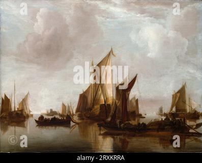 Jan van de Cappelle - Eine staatliche Yacht und anderes Handwerk in ruhigem Wasser Jan van de Cappelle: Dutch, Amsterdam 1626–1679 Amsterdam, Kalifornien. 1660; Öl auf Holz; Stockfoto