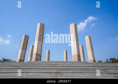 Granit Merit Pillar in a Park, Nordchina Stockfoto