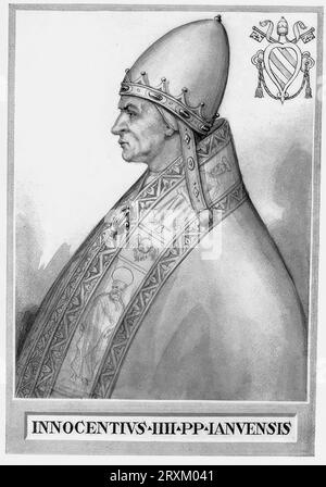 Innozenz IV., eigentlich Sinibaldo de Fieschi (geboren um 1195 in Genua, verstorben 7. Dezember 1254 in Neapel), war von 1243 bis zu seinem Tod Ende 1254 römischer Papst, Historisch, digital restaurierte Reproduktion von einer Vorlage aus dem 19. Jahrhundert / Innozenz IV., eigentlich Sinibaldo de Fieschi (geboren um 1195 in Genua, gestorben am 7. Dezember 1254 in Neapel), war von 1243 bis zu seinem Tod Ende 1254 römischer Papst, historische, digital restaurierte Reproduktion aus einem Original aus dem 19. Jahrhundert Stockfoto