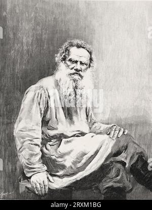 LEON TOLSTOI - Auszug aus L'Illustration, Journal Universel französische Vintage-Illustrierte Zeitung 1898 Stockfoto