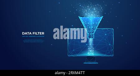 Digitaler Verkaufstrichter auf Computermonitor. Big-Data-Konzept Stock Vektor