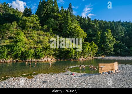 Kumano Kodo Pilgerweg. Kawayo Onsen. Hot Spring. Oto-gawa River. Tanabe. Präfektur Wakayama. Kii Halbinsel. Kansai Region. Honshü Insel. Ja Stockfoto