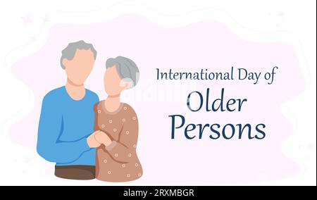 Internationaler Tag der älteren Menschen. Altes Paar. Glückliche Rentner zusammen. Design für Banner, Grußkarten oder Print.Vector Illustration Stock Vektor