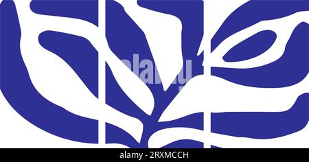 Ein Set aus drei abstrakten Postern. Moderne Wandkunst mit organischen, unregelmäßigen geometrischen Formen. Minimalistisches Bild für kreatives Design. Vektorillus Stock Vektor