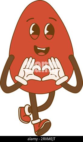 Grooviges Retro-Ei. Hippie-Happy-Ei im Retro-Cartoon-Stil. Alles Gute zum Ostertag. Vektorillustration Stock Vektor