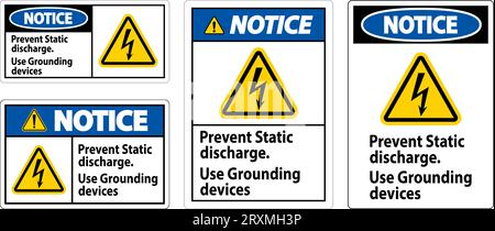 Hinweisschild Statische Entladung Verhindern, Erdungsgeräte Verwenden Stock Vektor