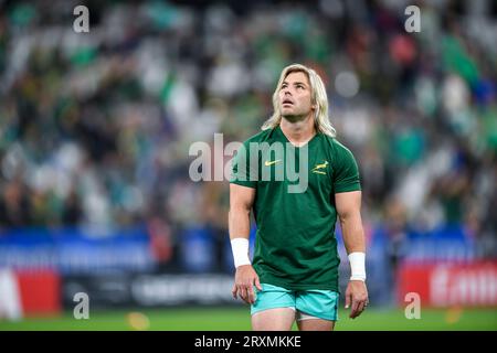 Francois FAF de Klerk während des WM-RWC 2023, Rugby union-Spiel zwischen Südafrika (Springboks) und Irland am 23. September 2023 im Stade de France in Saint-Denis bei Paris. Stockfoto
