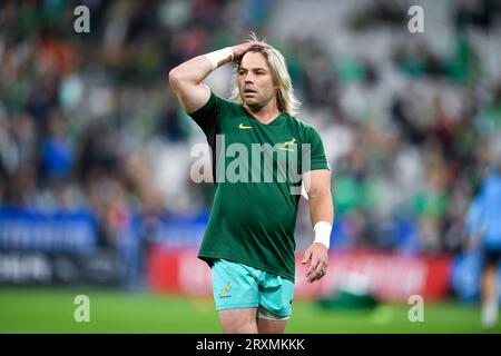 Francois FAF de Klerk während des WM-RWC 2023, Rugby union-Spiel zwischen Südafrika (Springboks) und Irland am 23. September 2023 im Stade de France in Saint-Denis bei Paris. Stockfoto