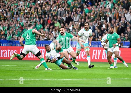 Damian Willemse während des WM-RWC 2023, Rugby union-Spiel zwischen Südafrika (Springboks) und Irland am 23. September 2023 im Stade de France in Saint-Denis bei Paris. Stockfoto