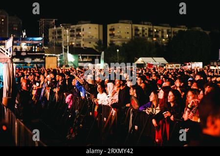 Mailand, Italien. September 2023. Marracash, Salmo undNGFibra treten live beim Marrageddon Festival im Ippodromo SNAI La Maura am 23. September 2023 in Mailand auf (Foto: Alessandro Bremec/NurPhoto)0 Credit: NurPhoto SRL/Alamy Live News Stockfoto