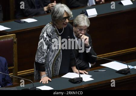 Reportage - die Staatsbestattung für Giorgio Napolitano, Italiens ehemalige Präsidentin Anna Finocchiaro während der Staatsbestattung für Giorgio Napolitano, Italiens ehemaligen Präsidenten, im Palazzo Montecitorio 26. September 2023, Rom, Italien Kamera dei Deputati Italien Copyright: XDomenicoxCippitellix/xLiveMediax LPN 1067285 Stockfoto