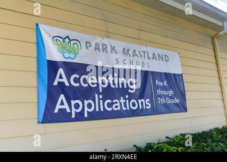 Orlando, FL, USA. September 2023 26. Außenansicht der Park Maitland School im Broward County, nachdem Gouverneur Ron DeSantis am 26. September 2023 „direkte Beziehungen zur Kommunistischen Partei Chinas“ in Orlando, Florida, bezeichnete. Quelle: Dee Cee Carter/Media Punch/Alamy Live News Stockfoto