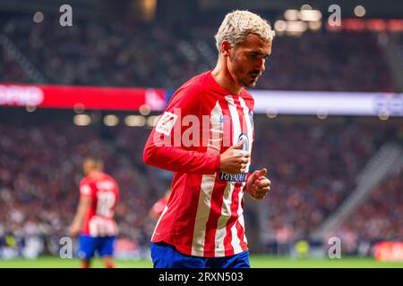 Antoine Griezmann aus Atletico Madrid, gesehen während des LALIGA EA SPORTS 2023/24 Fußballspiels zwischen Atletico Madrid und Real Madrid in Cívitas Metropolitano. Endstand: Atletico Madrid 3:1 Real Madrid. Stockfoto