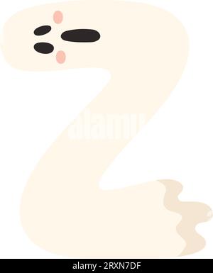 Niedlicher Halloween-Alphabet-Buchstabe Z-Geisterfigur. Lustiger dekorativer Schriftzug für Kinder. Für T-Shirt, Kinderzimmer Dekoration, Babydusche, Grußkarte Stock Vektor