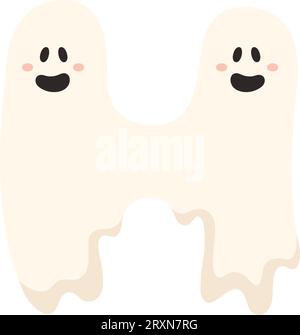 Niedlicher Halloween-Buchstabe H-Geistercharakter. Lustige Kinder dekorative Beschriftung. Für T-Shirt, Kindergartendekoration, Babydusche, Grußkarte Stock Vektor